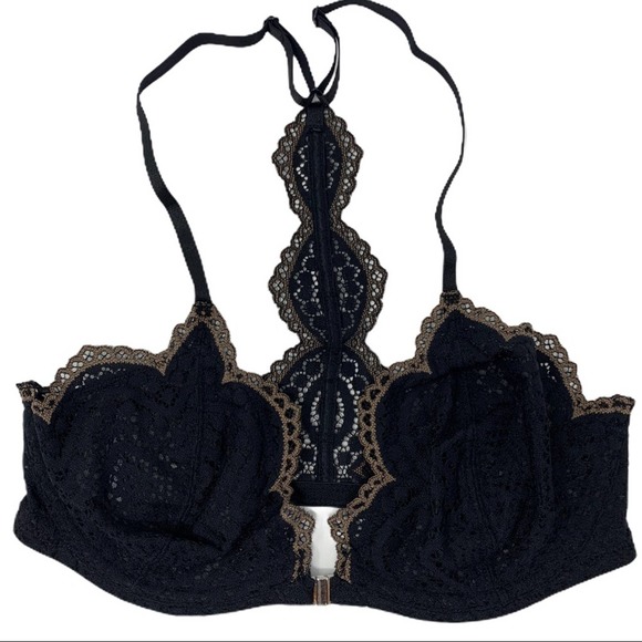 Free People black Slow Dance underwire bra‎ 32C new - Picture 3 of 5
